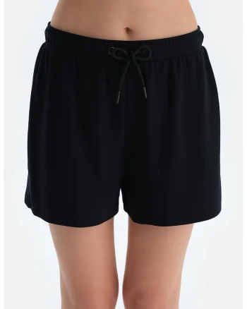 Pantaloni scurti din amestec de modal cu snur, Negru