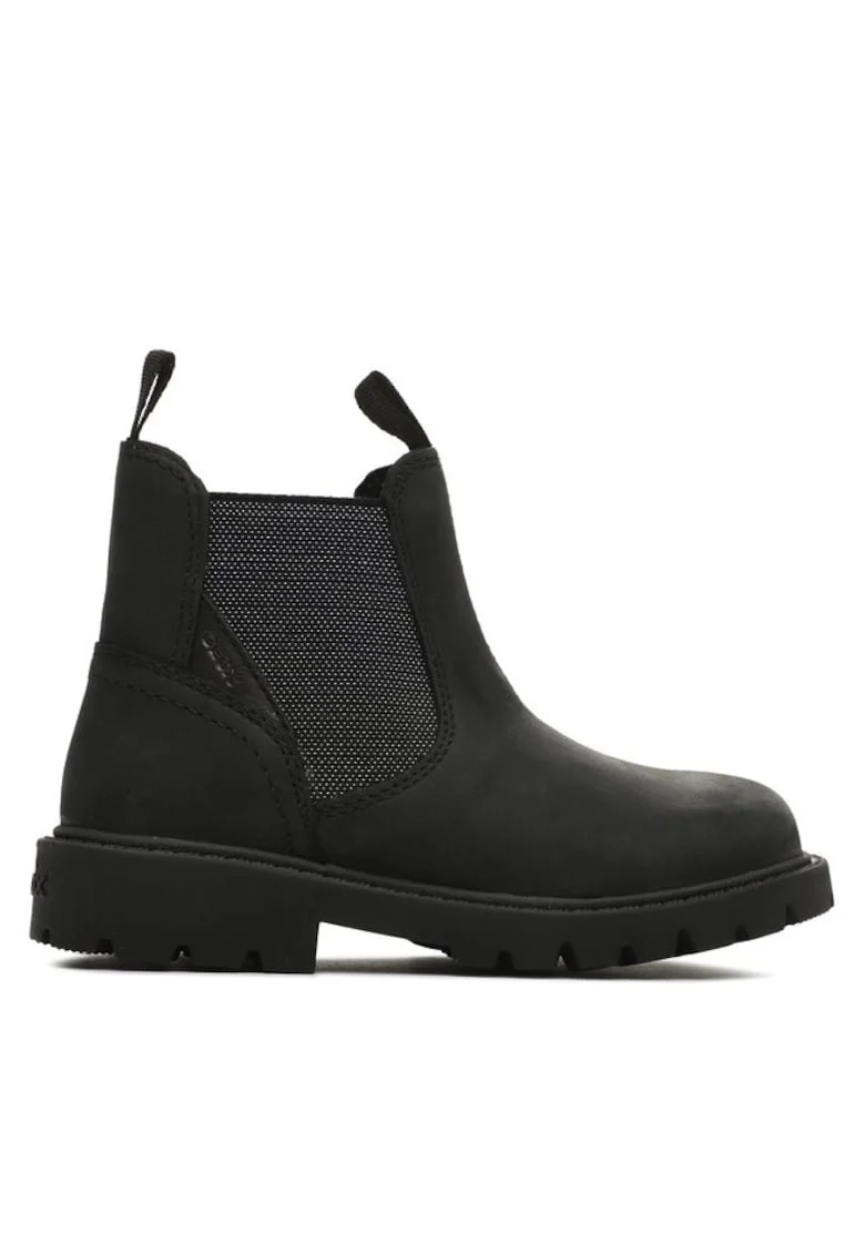 Ghete copii,  Piele naturala/Textil, Negru, Negru