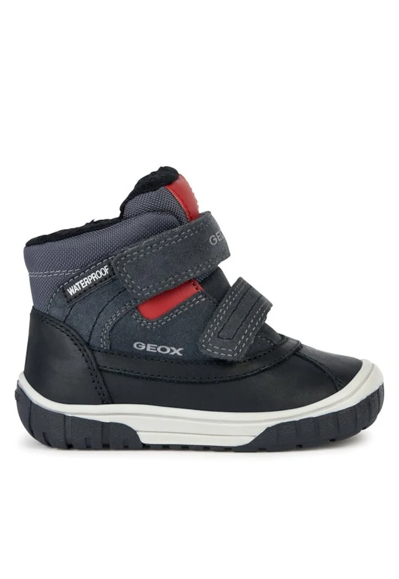 Ghete copii  Piele intoarsa/Textil, Gri, Gri
