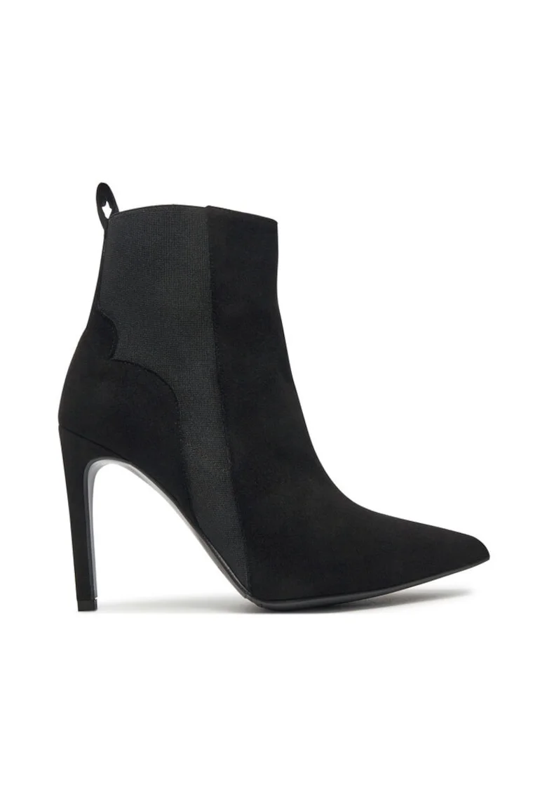 Botine dama,  47860, Piele naturala, Negru