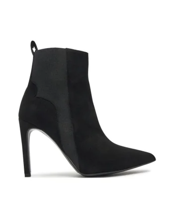 Botine dama,  47860, Piele naturala, Negru