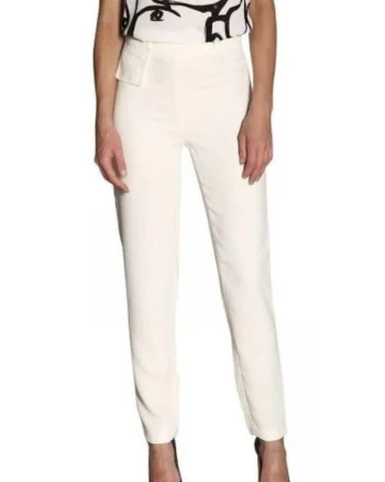 Pantaloni uni slim fit cu talie inalta