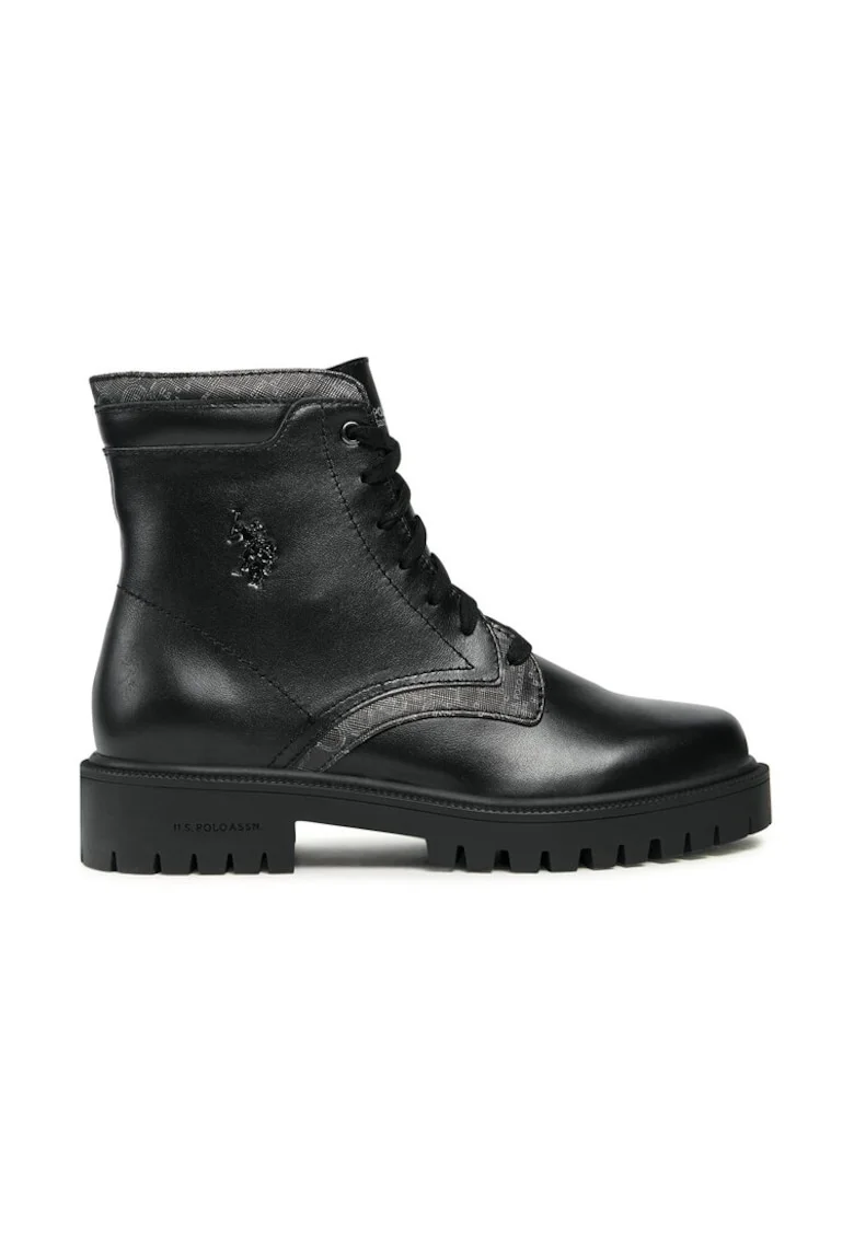 Botine dama, US POLO ASSN, 303154, Piele ecologica, Negru, Negru