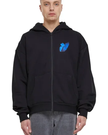 Hanorac unisex cu imprimeu grafic, Negru/Albastru