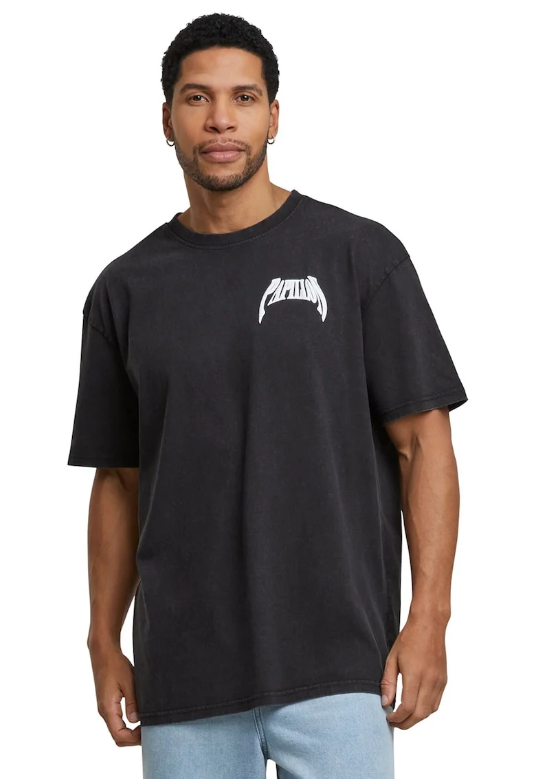 Tricou unisex cu imprimeu grafic, Alb/Negru stins/Albastru