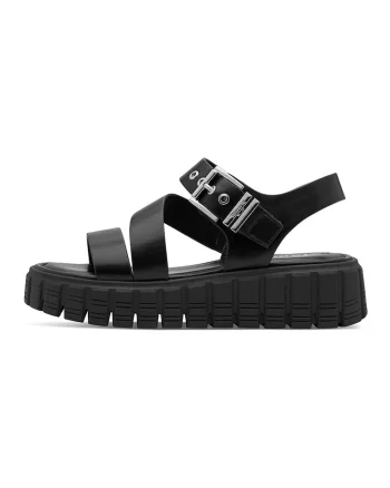 Sandale flatform din piele ecologica, Negru