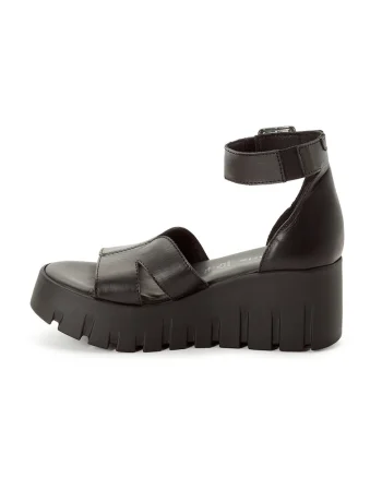 Sandale wedge de piele, Negru