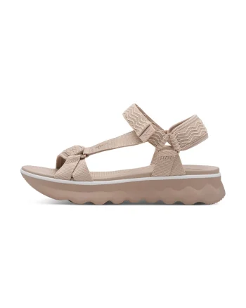 Sandale din material textil cu velcro, Maro nisip