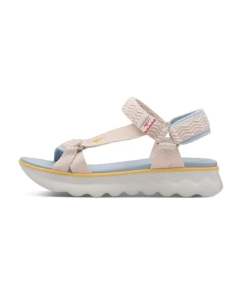 Sandale din material textil cu velcro, Albastru pastel/Roz pal