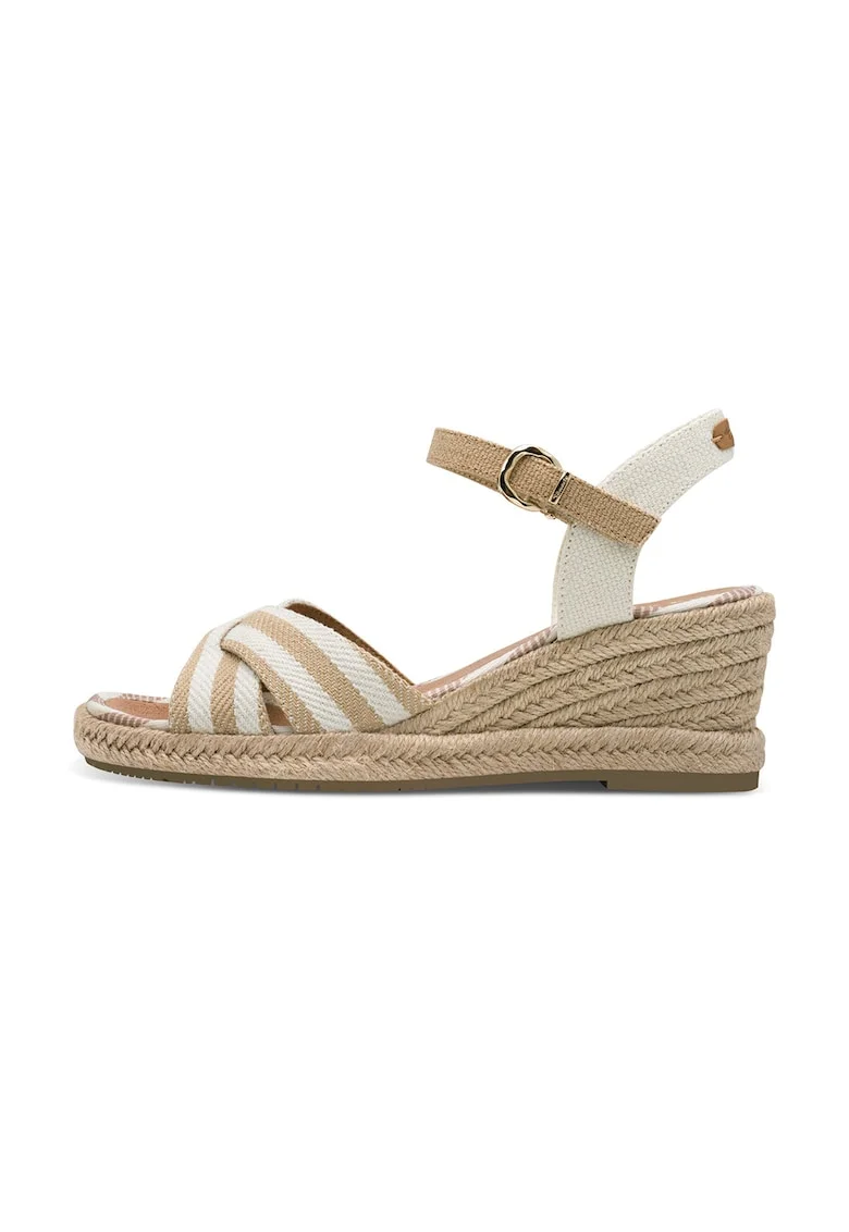 Sandale-espadrile wedge, Alb/Bej