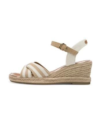 Sandale-espadrile wedge, Alb/Bej