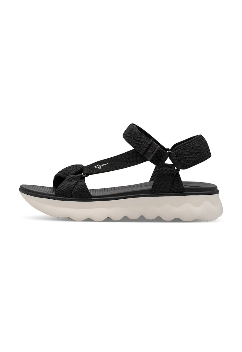 Sandale din material textil cu velcro, Negru