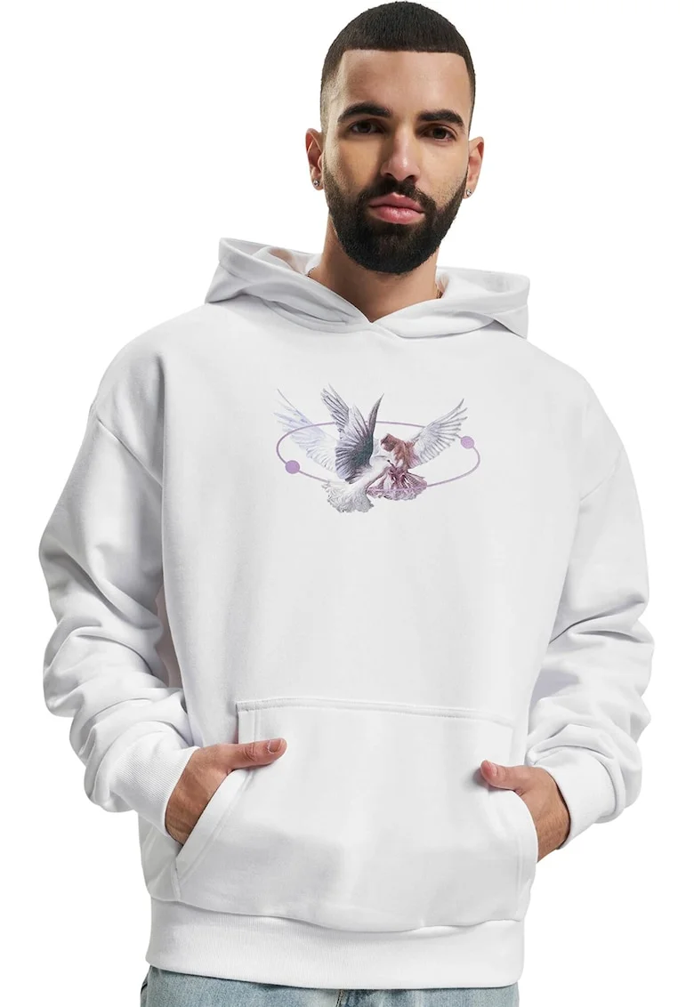 Hanorac unisex cu imprimeu grafic, Alb/Violet