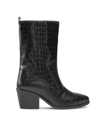 Botine dama  303187224, Piele naturala, Negru