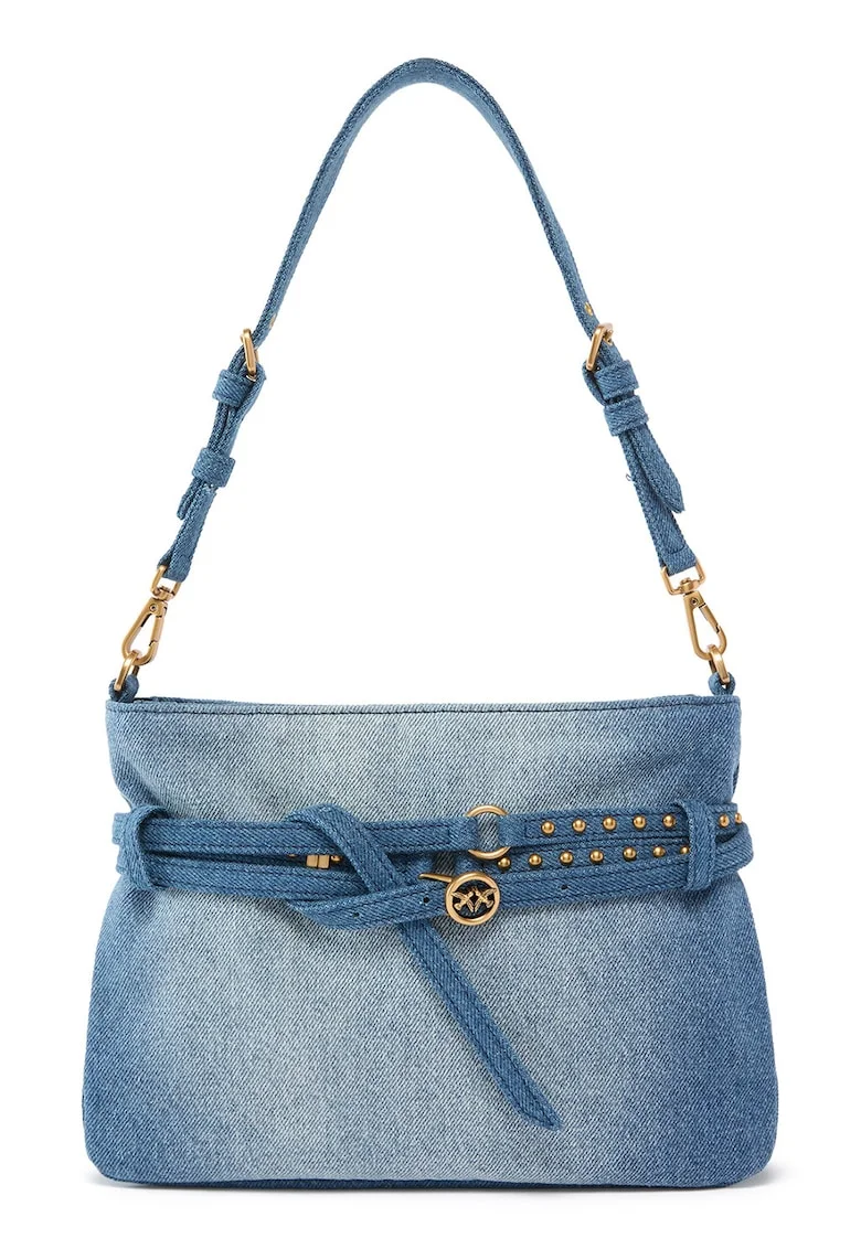 Geanta din denim cu bareta de umar, Albastru deschis