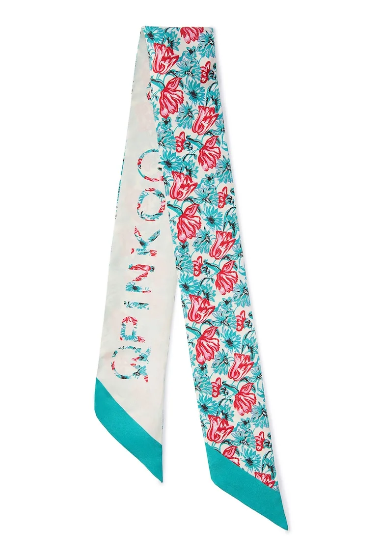 Esarfa cu model floral, Crem/Verde persan