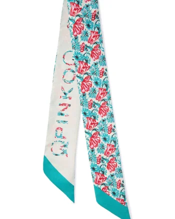 Esarfa cu model floral, Crem/Verde persan