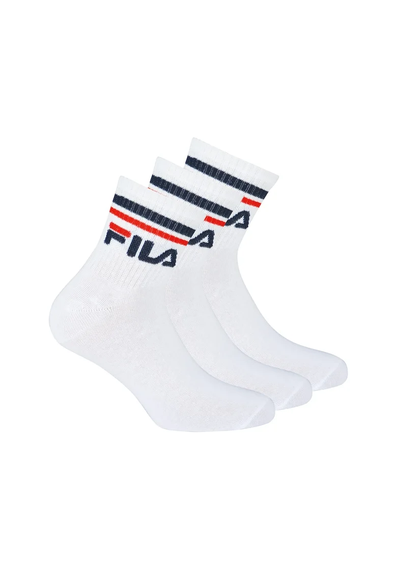 Set de sosete scurte unisex cu logo - 3 perechi, Alb