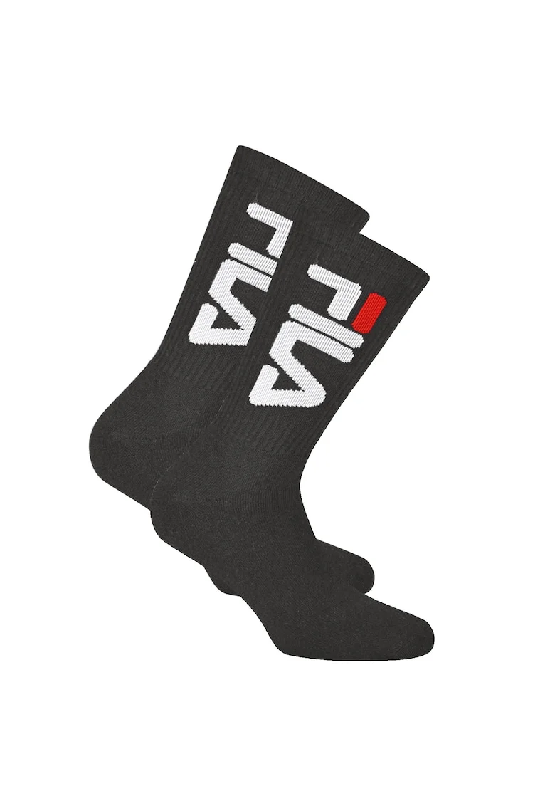 Set de sosete lungi unisex cu logo - 2 perechi, Negru