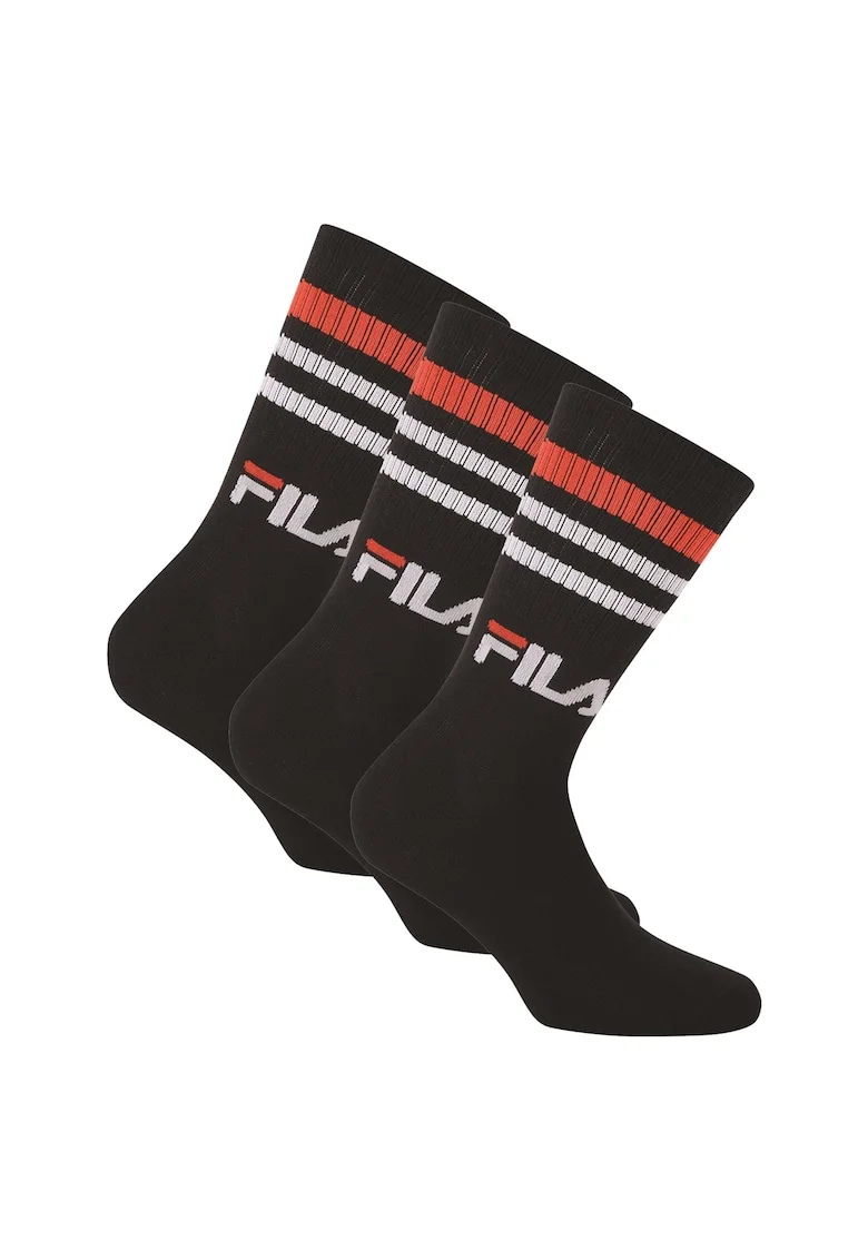 Set de sosete lungi unisex cu logo - 3 perechi, Negru