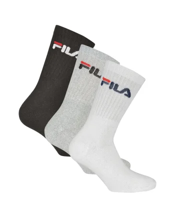 Set de sosete lungi unisex cu imprimeu logo - 3 perechi, Alb/Negru/Gri