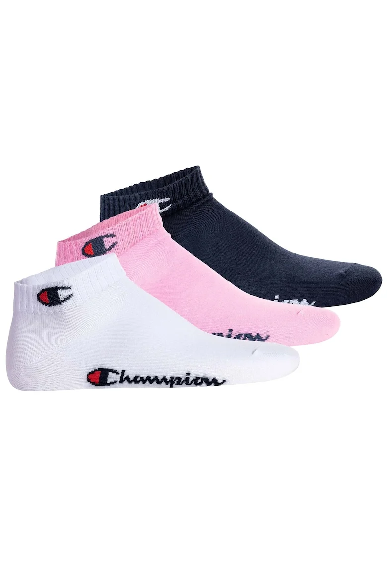 Set de sosete unisex pana la glezna - 3 perechi, Alb/Roz/Albastru