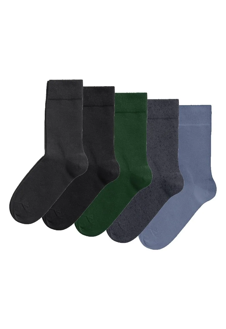 Set de sosete lungi - 5 perechi, Verde/Gri/Albastru prafuit