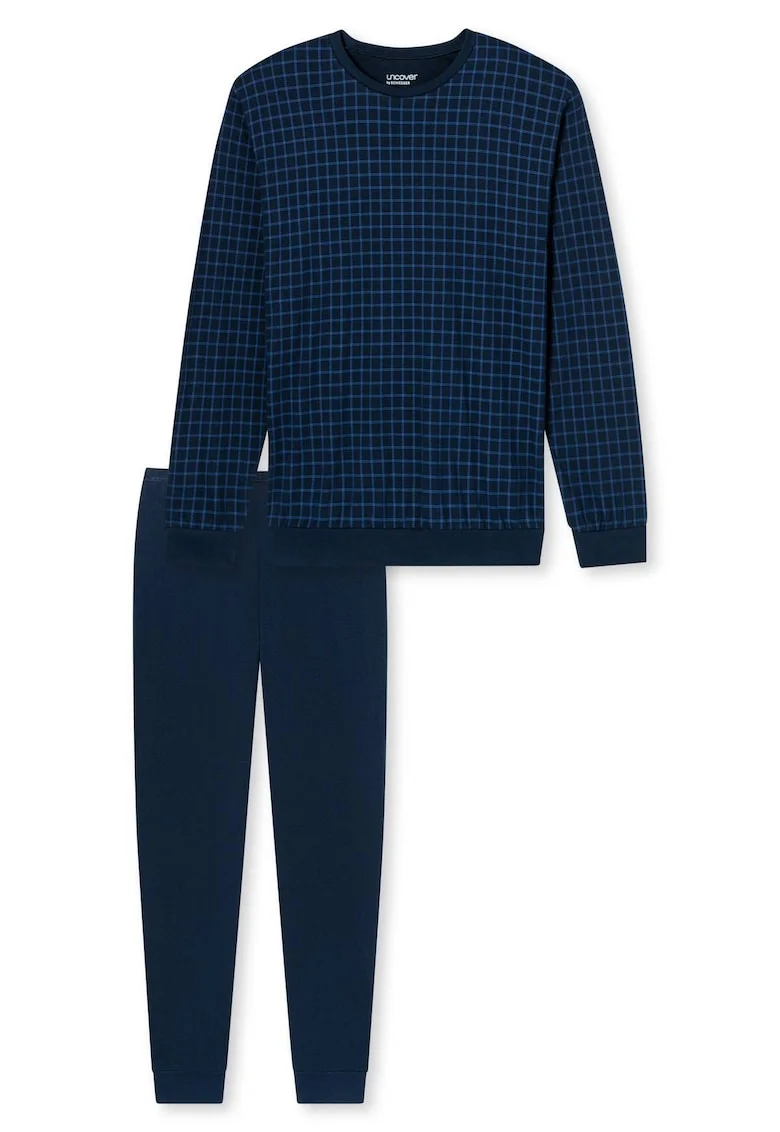 Pijama cu pantaloni lungi si imprimeu, Albastru inchis