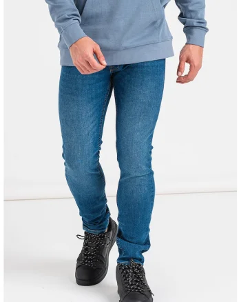 Blugi skinny cu aspect decolorat, Albastru inchis