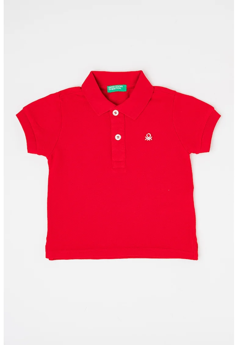 Tricou polo de bumbac pique, Rosu