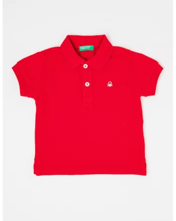 Tricou polo de bumbac pique, Rosu