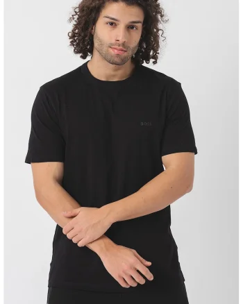 Tricou slim fit din bumbac Tegood, Negru