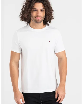 Tricou slim fit cu decolteu la baza gatului, Alb