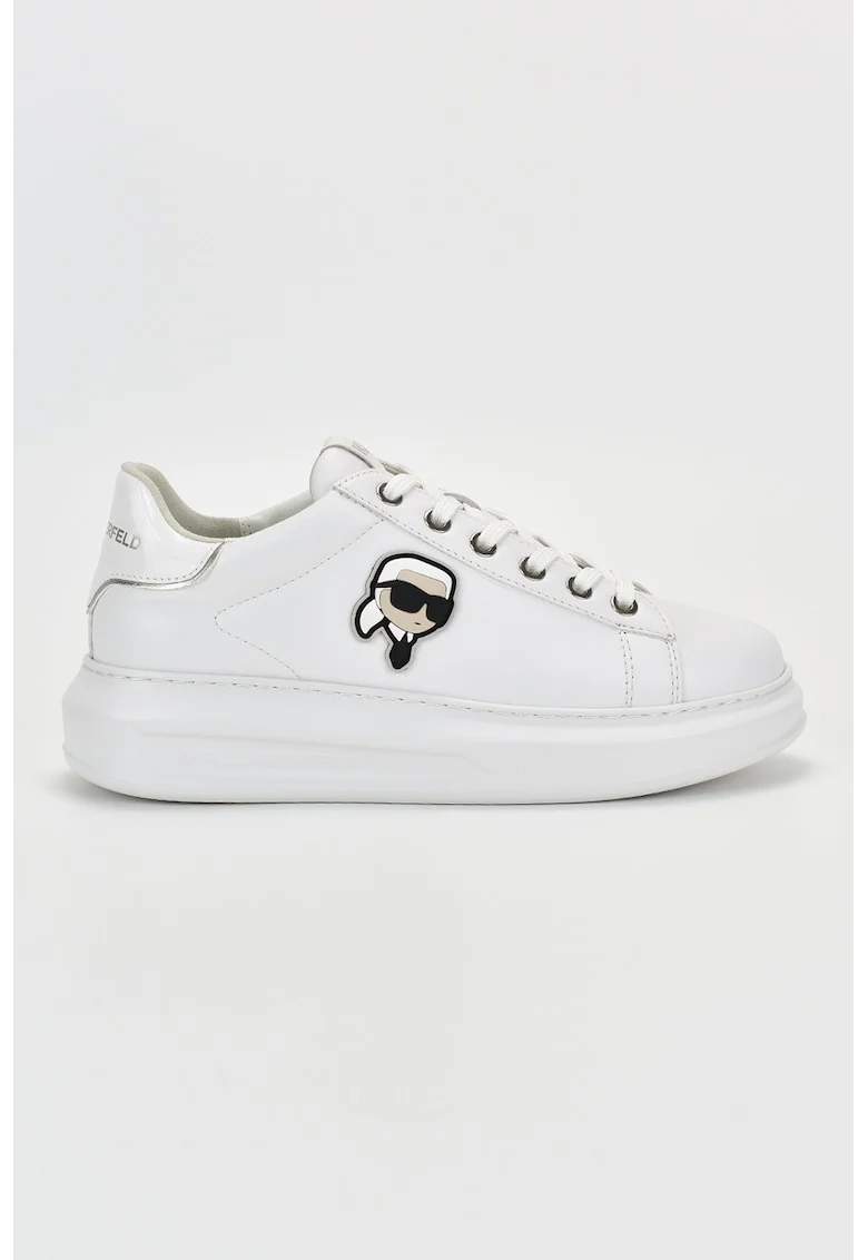 Pantofi sport de piele cu logo, Alb optic