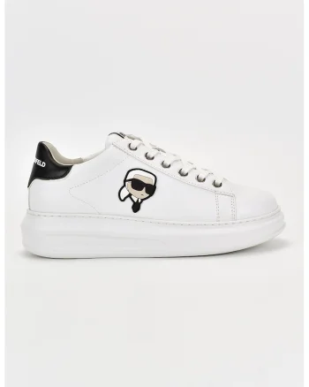Pantofi sport de piele cu logo, Alb