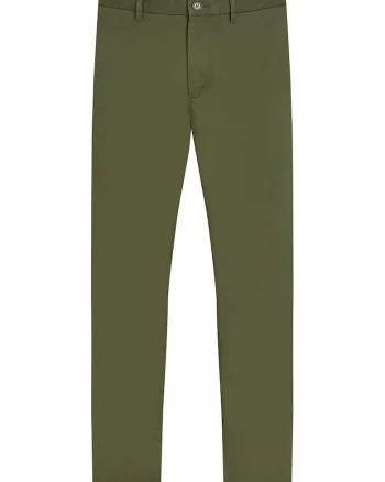 Pantaloni chino cu croiala dreapta Denton, Verde padure