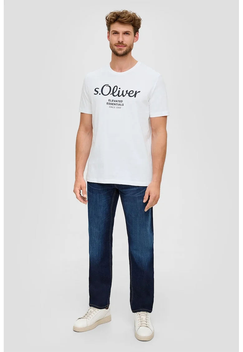 Tricou de bumbac cu imprimeu logo, Alb