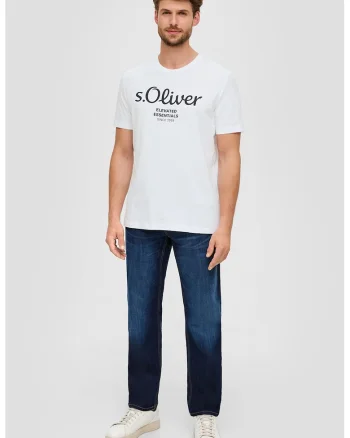 Tricou de bumbac cu imprimeu logo, Alb