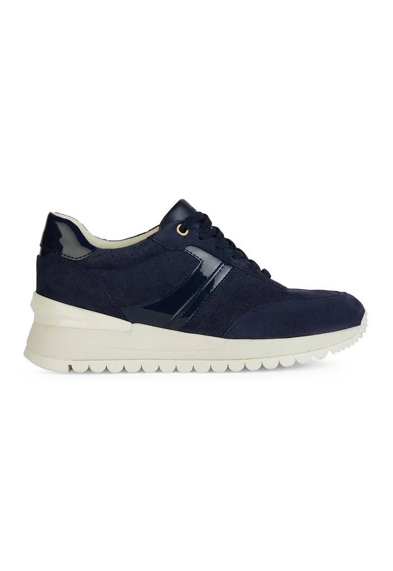 Pantofi sport din piele intoarsa cu garnituri sintetice, Bleumarin