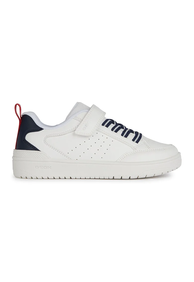 Pantofi sport din piele ecologica cu bareta cu inchidere velcro, Alb