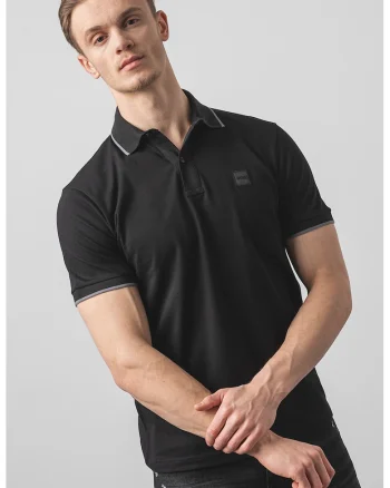 Tricou polo slim fit Passertip, Negru