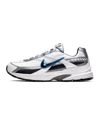 Pantofi sport cu insertii textile Initiator, Alb/Negru/Argintiu