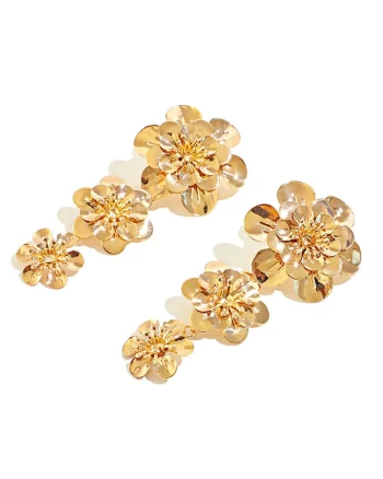 Cercei drop de aur de 18K filat, Auriu rose