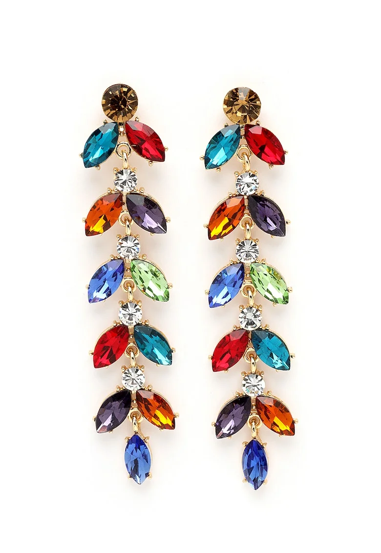 Cercei drop de aur de 18K filat, Multicolor