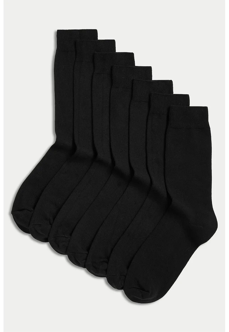 Set de sosete lungi uni - 7 perechi, Negru