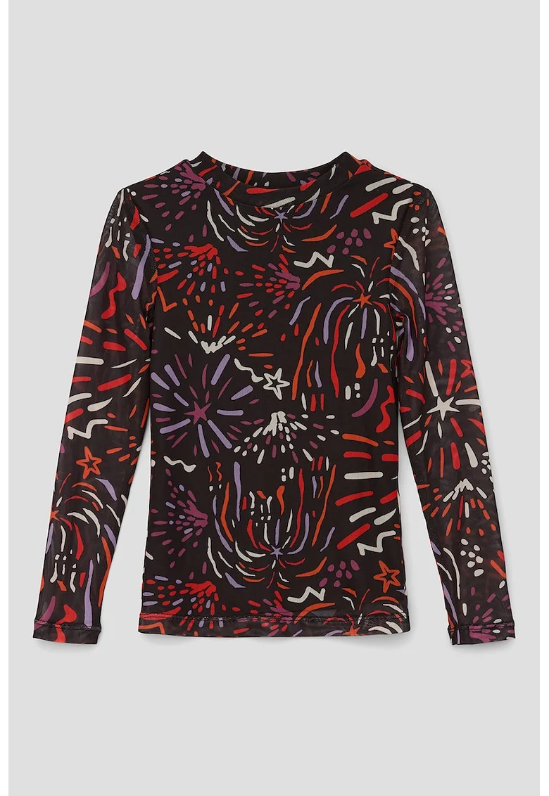 Bluza slim fit de plasa, Rosu/Negru