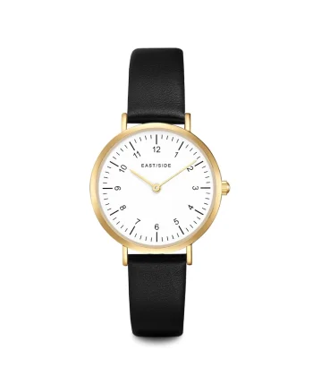 Ceas quartz cu o curea de piele, Negru