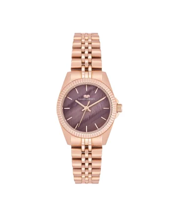Ceas analog cu o bratara metalica, Auriu rose