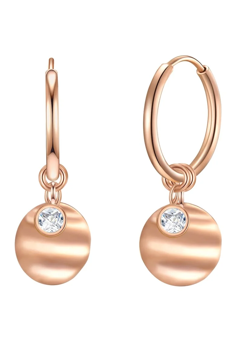 Cercei din otel inoxidabil cu zirconia 19537, Auriu rose