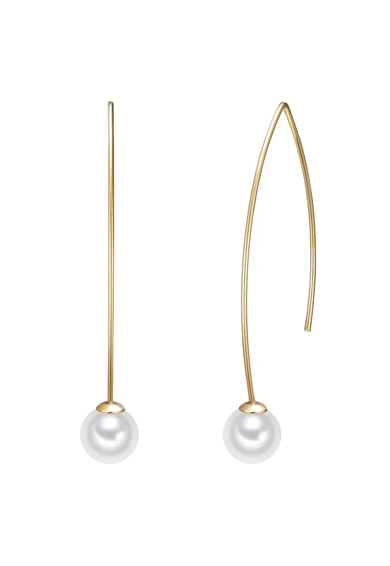 Cercei placati cu aur de 14K si decorati cu perle sintetice, Auriu